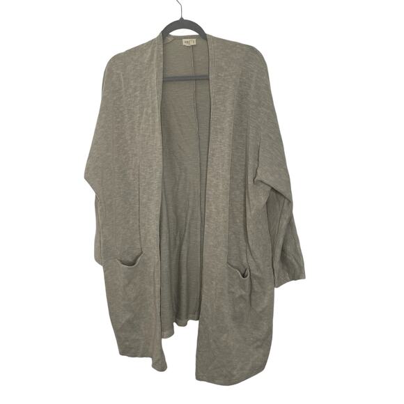 Donni Ribbed Open Front Long Duster Cardigan Sweater Lagenlook Sandwash One Size - Picture 2 of 7